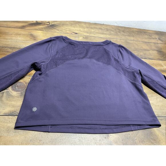 Athleta Shanti Lace Top Plus 1X Deep Crocus Violet Fitted Crop Scoop - Picture 12 of 12